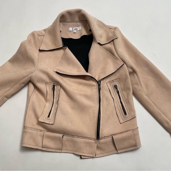 EVIE faux leather moto jacket in blush pink - Picture 8 of 11